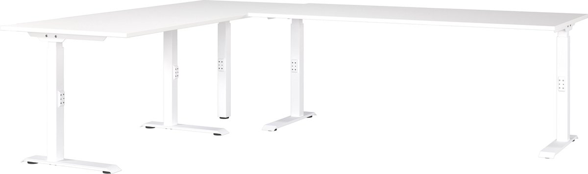 Hoekbureau Galileo Wit - 240x220cm - Hoekbureau - Hoogte 91 cm - In hoogte verstelbaar