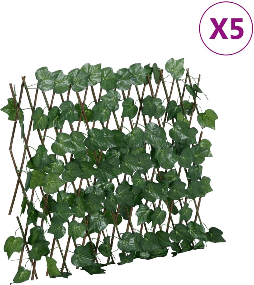 vidaXL Kunstplant - druivenblad - op - latwerk - uittrekbaar - 180x60 - cm - groen
