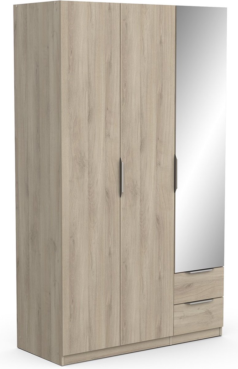 Kledingkast Spectre 120cm Met Spiegel - Eik