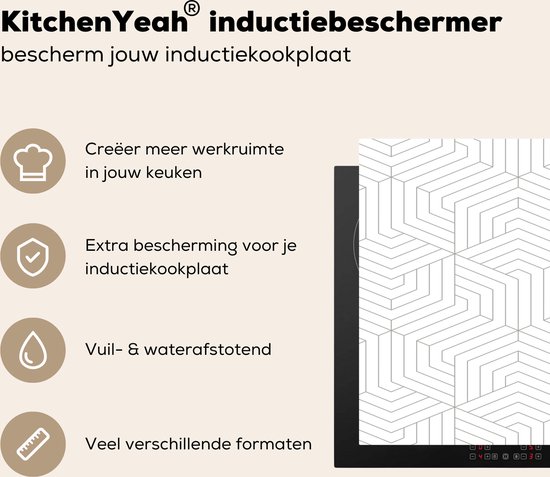KitchenYeah® Inductie beschermer 65x52 cm - Abstract - Patronen - Design - Lijn - Kookplaataccessoires - Afdekplaat voor kookplaat - Inductiebeschermer - Inductiemat - Inductieplaat mat