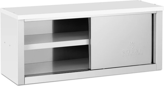 Royal Catering RVS wandkast - 1200 x 400 x 500 mm - 65 kg laadvermogen per compartiment - Royal Catering