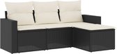 vidaXL - 4-delige - Loungeset - met - kussens - poly - rattan - zwart