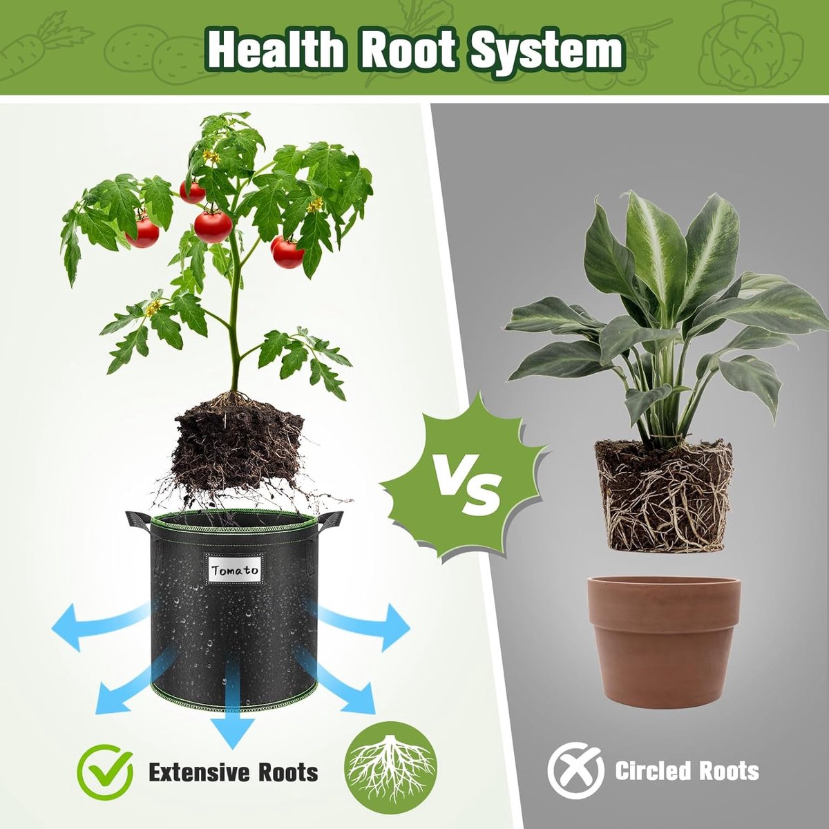 5 plantenzakken van 5L 10L 20L 40L 60L van vlies | 5 x plantentas plantenbuidel plantenvat