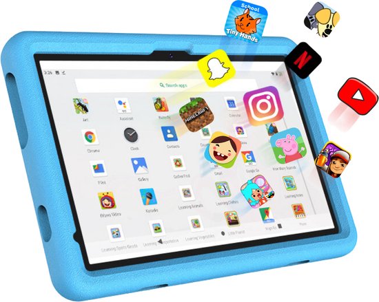 Amoir® Kindertablet vanaf 3 Jaar– 10.1 inch - 8000mAh Batterij – Android 13 – 4G/5G – 12GB Werkgeheugen– 128GB Geheugen – Ouderlijk Toezicht – Inclusief Beschermhoes en Screen Protector – Kinder Tablet – Tablet – Blauw
