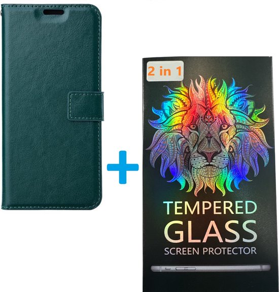Samsung Galaxy S22 S901 case book case + 2 pièces Glas Screen Protector vert
