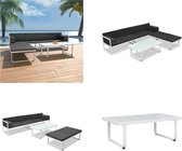 vidaXL 4-delige Loungeset met kussens aluminium zwart - Loungeset - Loungesets - Lounge Set - Lounge Sets