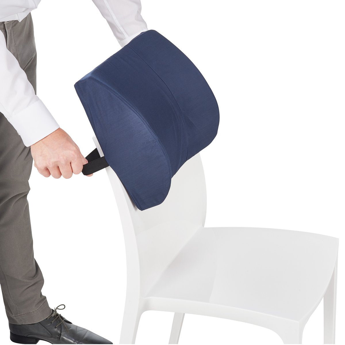 SITWELL Comfort Ergonomic Back Cushion, Fabric Cushion, Individually Adjustable by Air Cushion (Infinitely Adjustable Height and Depth), for Almost All Car Seats, 30.5 x 26.5 x 3.5 - 7 cm (Fabric