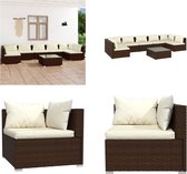 vidaXL 8-delige Loungeset met kussens poly rattan bruin - Loungeset - Loungesets - Tuinset - Rattan Loungeset