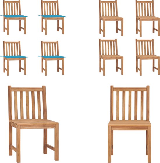 vidaXL Tuinstoelen 4 st met kussens massief teakhout - Tuinstoel - Tuinstoelen - Buitenstoel - Buitenstoelen