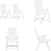 vidaXL Chaises de jardin 2 pcs réglables Plastique Blanc - Chaise de jardin - Chaises de jardin - Chaise de Jardin - Chaises de Jardin