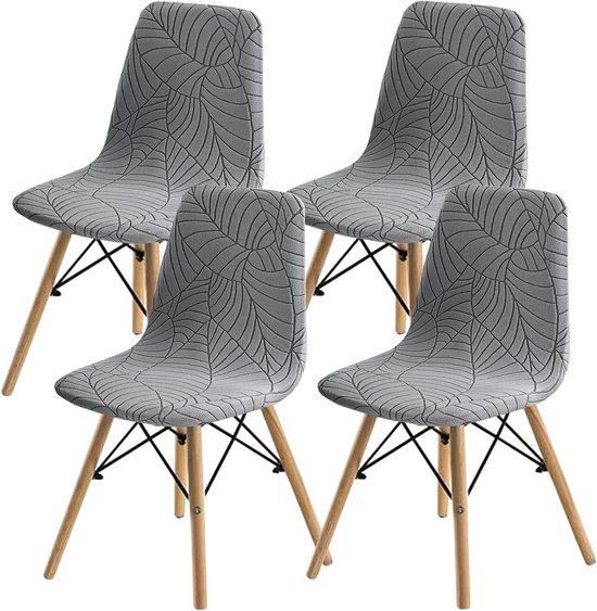 Housses de Chaises de salle à manger 2/4/6 pièces, style coque de chaise de salle à manger moderne du milieu du siècle, housses de chaise d'appoint rembourrées (gris clair 1, 4 pièces)
