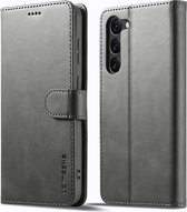 LC.IMEEKE Luxe Book Case - Geschikt voor Samsung Galaxy S24 Plus Hoesje - Grijs