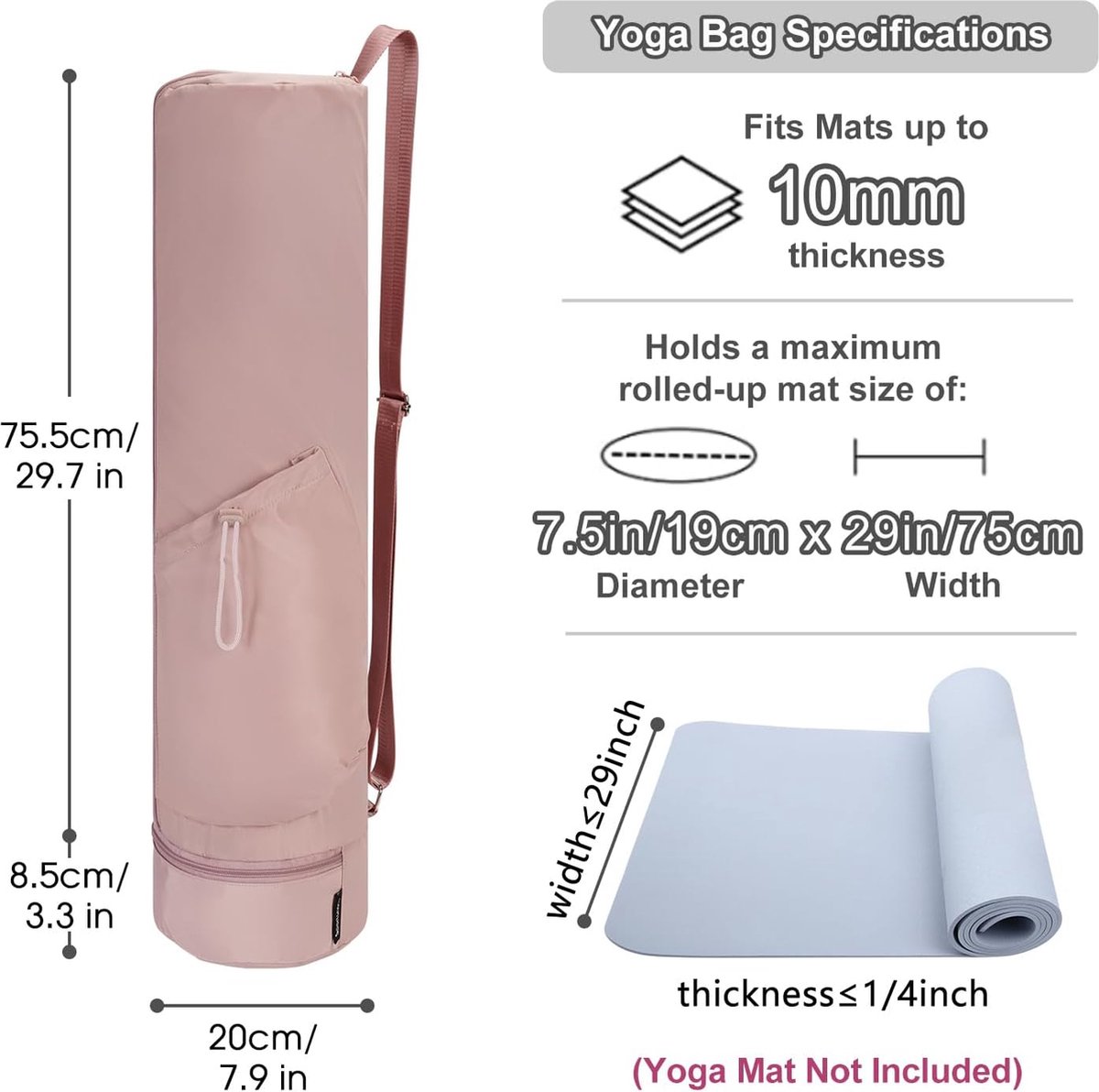 Yogatas met vak voor natte spullen en fleshouder Sporttas voor dames Verstelbare schouderband Gym Yoga Tas voor Pilates, yogamatten & yoga-accessoires, Marineblauw (Patent Aangevraagd Yogatas met vak voor natte spullen en fleshouder Sporttas voor dames Verstelbare schouderband Gym Yoga Tas voor Pilates, yogamatten & yoga-accessoires, Marineblauw (Patent Aangevraagd