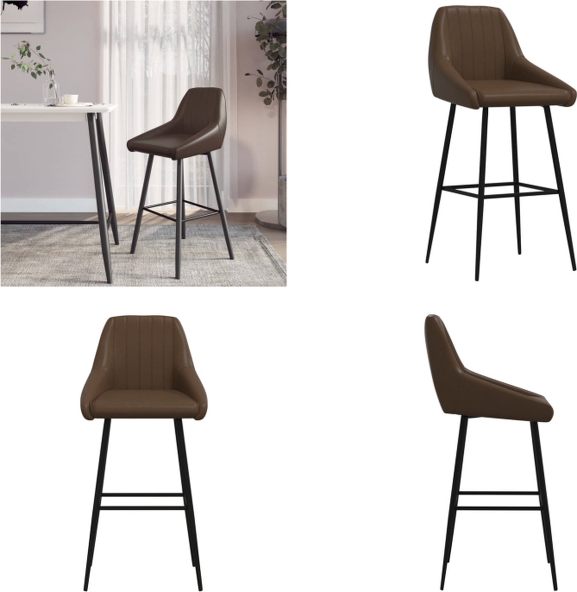 vidaXL Barkruk Kunstleer Crème - Verstelbaar Barstoel - Eetkamerstoelen
