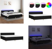 vidaXL Boxspring met matras en LED stof zwart 200x200 cm - Boxspring - Boxsprings - Bed - Slaapmeubel