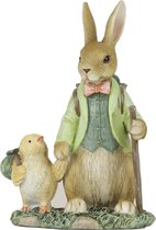 Un beau lapin de Pâques marche main dans la main avec un poussin de Goodwill - Décoration de lapin de Pâques debout 15 cm de Goodwill