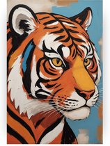 Tijger - Wilde dieren wanddecoratie - Canvas schilderijen tijger - Klassiek schilderijen - Muurdecoratie canvas - Kunstwerken schilderij - 50 x 70 cm 18mm