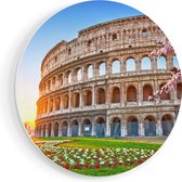 Artaza Forex Muurcirkel Colosseum bij Zonsopgang in Rome, Italië - 50x50 cm - Klein - Wandcirkel - Rond Schilderij - Muurdecoratie Cirkel