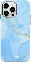 xoxo Wildhearts Marble Blue - Double Layer - Hoesje geschikt voor iPhone 13 Pro hoesje - Marmer hoesje - Shockproof case - Beschermhoesje geschikt voor iPhone 13 Pro case - Blauw