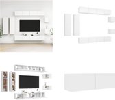 vidaXL 8-delige Tv-meubelset bewerkt hout wit - Tv-kastenset - Tv-kastensets - Tv-kasten - Tv-meubelset