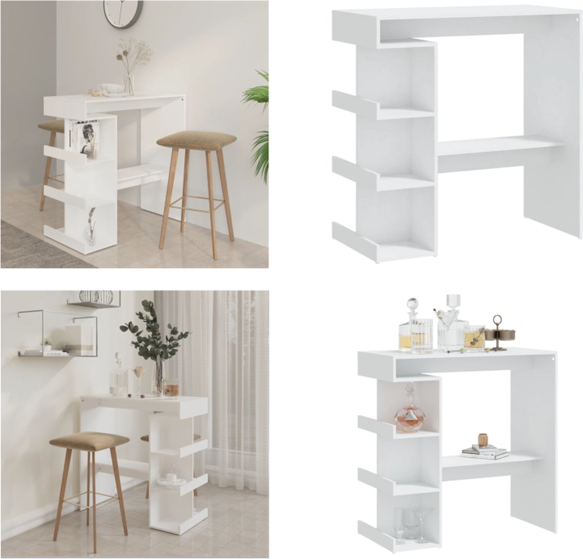 vidaXL Bartafel - Opbergrek - 102x50x103,5 cm - Grijs