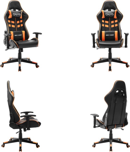 vidaXL Gamestoel kunstleer zwart en oranje - Gamingstoel - Gamingstoelen - Racingstoel - Racingstoelen