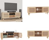 vidaXL Tv-meubel 105x30x40 cm massief grenenhout en rattan bruin - Tv-kast - Tv-kasten - Tv-meubel - Hifi-meubels