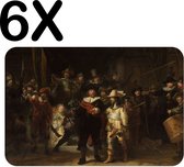 BWK Flexibele Placemat - De Nachtwacht, Rembrandt van Rijn, 1642 - Set van 6 Placemats - 45x30 cm - PVC Doek - Afneembaar