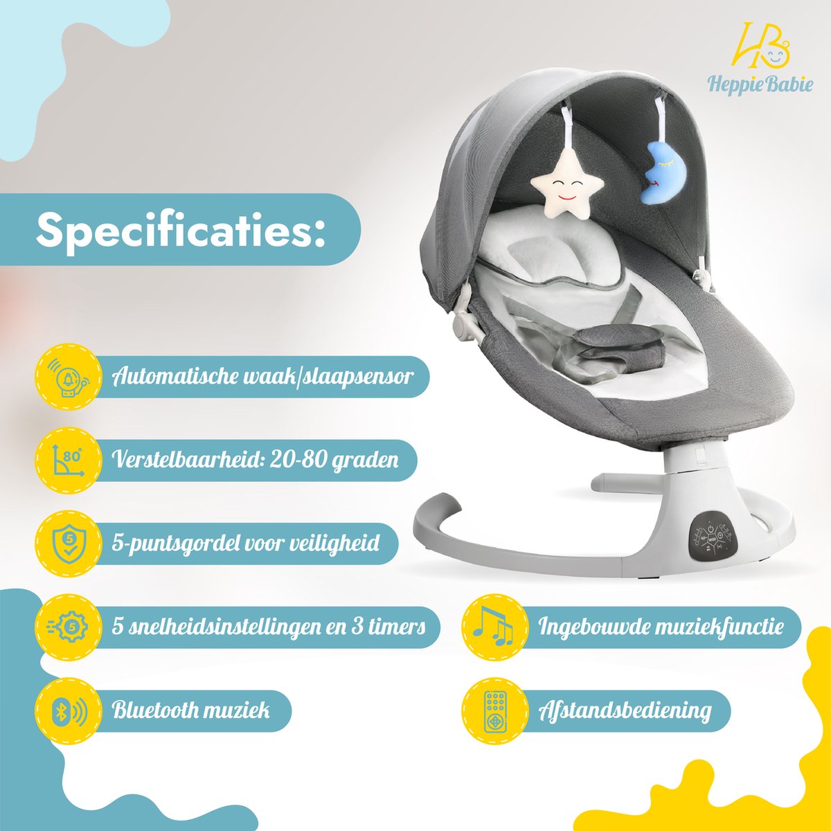 4Moms Mamaroo4 Babywip, Elektrisch Babyschommel, 61 x 50.8 x 86.4 cm, Klassiek Zwart