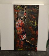 Schilderij- Michael Jordan- Mixed Media- Katoenen canvasdoek op houten frame-120x60cm