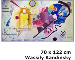 Allernieuwste.nl® Canvas Schilderij * Wassily Kandinsky YELLOW RED AND BLUE * - Moderne Kunst aan je Muur - Grote Replica - Kleur - 75 x 120 cm