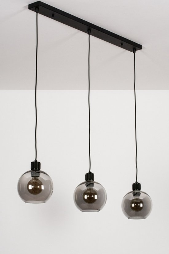 Lumidora Hanglamp 74037 - MARIEKE - 3 Lichts - E27 - Zwart - Grijs - Metaal
