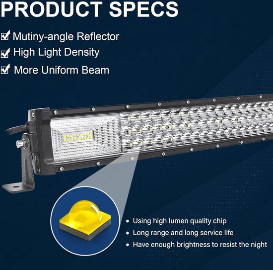 RIGIDON 50 Cm 20 Pouces 510W LED Light Barre Avec 12v Faisceau De Câblage Kit, Barre D'éclairage LED, Barre Lumineuse LED Pour Offroad Véhicules Voiture Camions 4x4 Tracteur,6000K Feu Antibrouillard