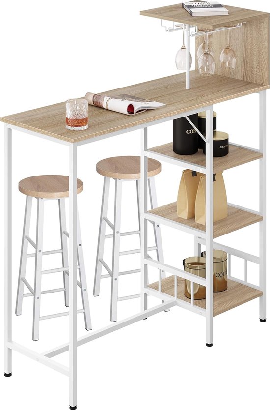 FWT50-WN Barset 1 Tafel 2 Barkrukken – Compacte Hoge Tafel met