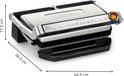 Gesloten Tefal contactgrill met afmetingen: 17,5 cm hoog, 36,5 cm diep en 44,5 cm breed.