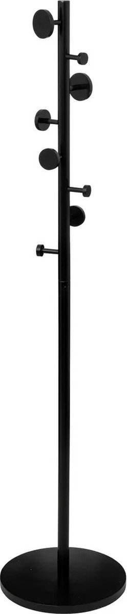 5Five® 5Five Kapstok - zwart - dennenhout - staand - 8 haken op verschillende hoogtes - H176 cm