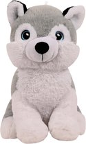 Knuffeldier Husky hond Billy - zachte pluche stof - dieren knuffels - grijs/wit - 32 cm