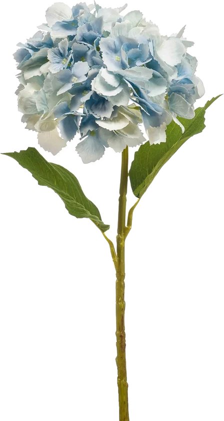 Emerald Kunstbloem hortensia tak - 52 cm - licht blauw - Real Touch - hydrangea - kunst zijdebloemen
