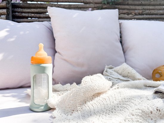 Wide Neck Baby Glass Bottle with Sleeve 250ml/8.5oz Single-Pack (Seafoam Blue) — afbeelding 5