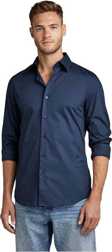 Chemise G-star Slim Manches Longues Blauw XL Homme