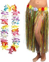 Toppers in concert - Hawaii verkleed hoela rokje en bloemenkrans met led - volwassenen - multi - tropisch themafeest
