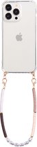 Casies Apple iPhone 15 Plus coque avec cordon - Collier de mélange de perles de perles - taille courte - Cord Case Pearl