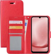 Hoes Geschikt voor Samsung A25 Hoesje Book Case Hoes Flip Cover Wallet Bookcase - Rood