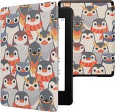 kwmobile hoes geschikt voor Amazon Kindle Paperwhite 11. Generation 2021 - Magnetische sluiting - E reader cover in grijs / geel / bruin - Pinguïn Ontwerp design