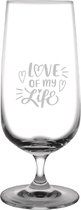 Gegraveerde bierglas op voet 41cl Love of my life - valentijnsdag - valentijn