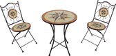 AXI Amélie 3-delige Mozaïek Bistroset Windroos Multikleur – Metalen frame met keramische tegel – Balkon set 2 stoelen en tafel