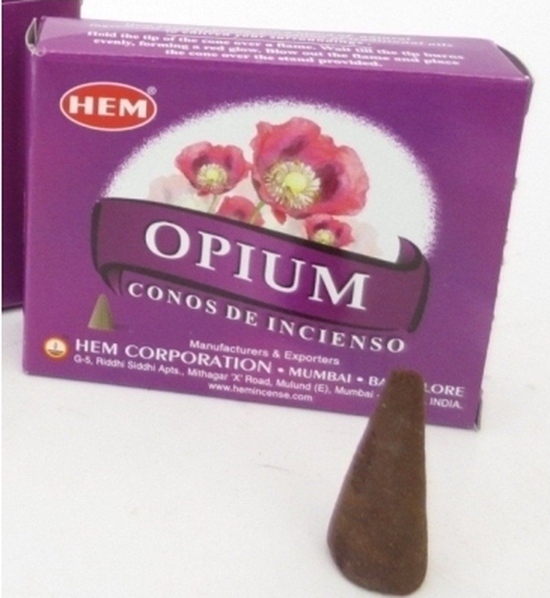 HEM Wierook kegeltjes in huisgeur Opium - 10x kleine kegeltjes - Ontspannend - Kalmerend Amethist paars