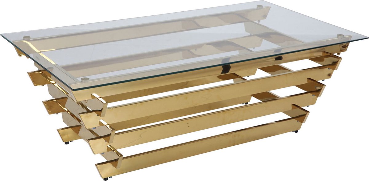 Salontafel Imme Goud - Staal - Vierkant - 130x70cm - Hoogte 45 cm