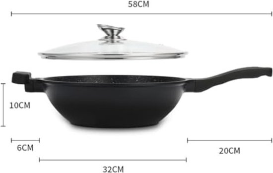 Natura Induction Wokpan - 32 cm - met glazen deksel - vd Garde Warenhuis