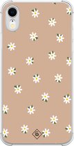 Casimoda® hoesje - Geschikt voor iPhone XR - Sweet Daisies - Shockproof case - Extra sterk - TPU/polycarbonaat - Bruin/beige, Transparant